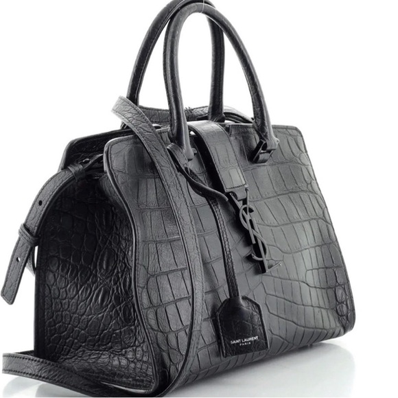 Authentic YSL Saint Laurent Crocodile Caba Embossed Suede interior Designer Bag - Picture 9 of 9